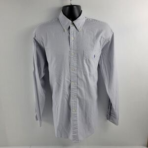 Vintage Ralph Lauren dress shirt button down tilden plaid purple green M 2672‎